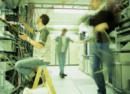 technicians working on network